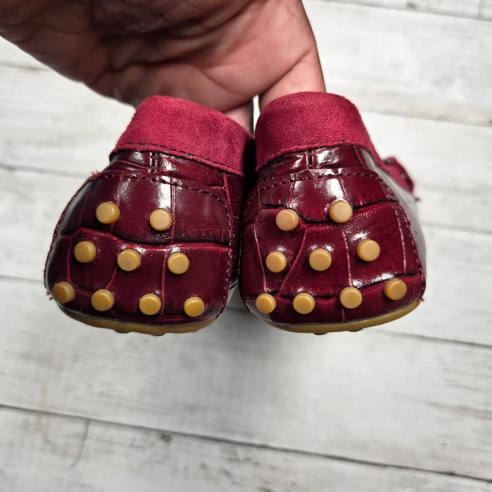 Lauren Ralph Lauren Briley II Loafer Croc Womens 7.5B Burgundy Suede Trim - Picture 6 of 7